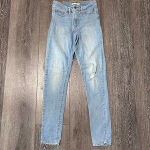 Levi's Women's 311 Shaping Skinny Jeans 27 X 32 Distressed Stretchy Light Wash